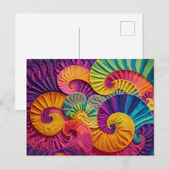 Colourful Spiral Abstract Background Vivid Energy  Postcard (Front/Back)