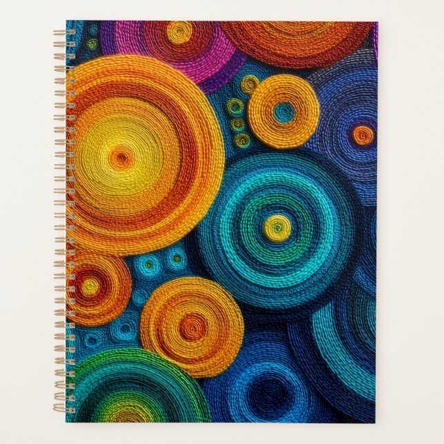Colourful Spiral Abstract Pattern Geometric Swirl Planner (Front)