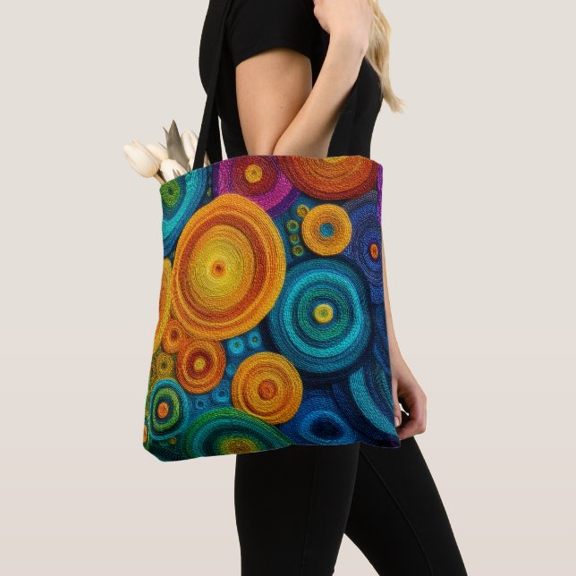 Colourful Spiral Abstract Pattern Geometric Swirl Tote Bag (Close Up)