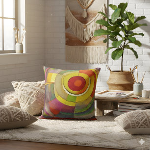 Colourful Spiral Acrylic Painting Pastel Art Cushion