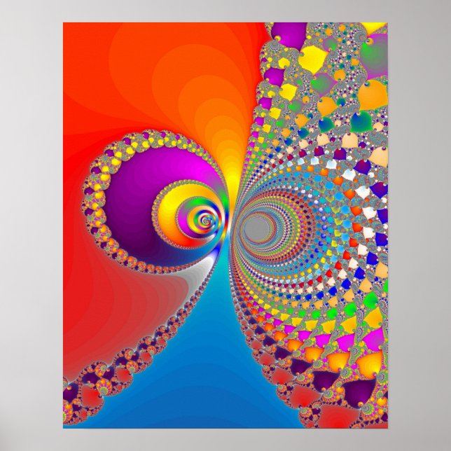 Colourful Spiral Fractal Poster (Front)
