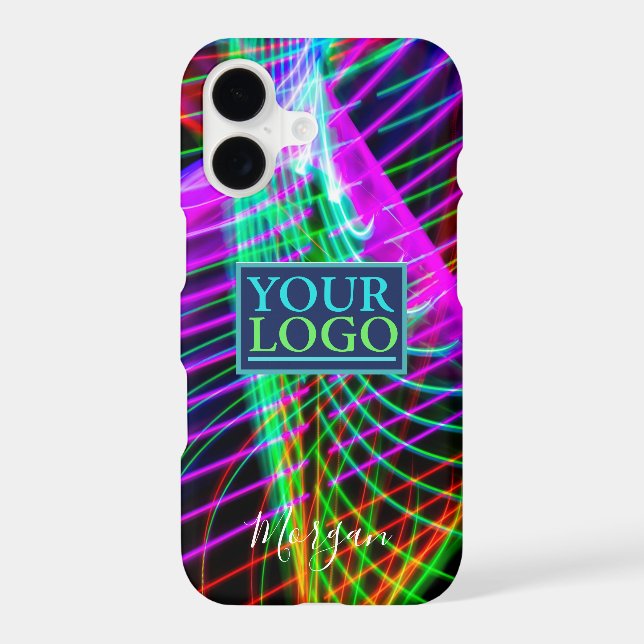 Colourful Spiral Light, DIY Name White, Your Logo iPhone Case (Back)
