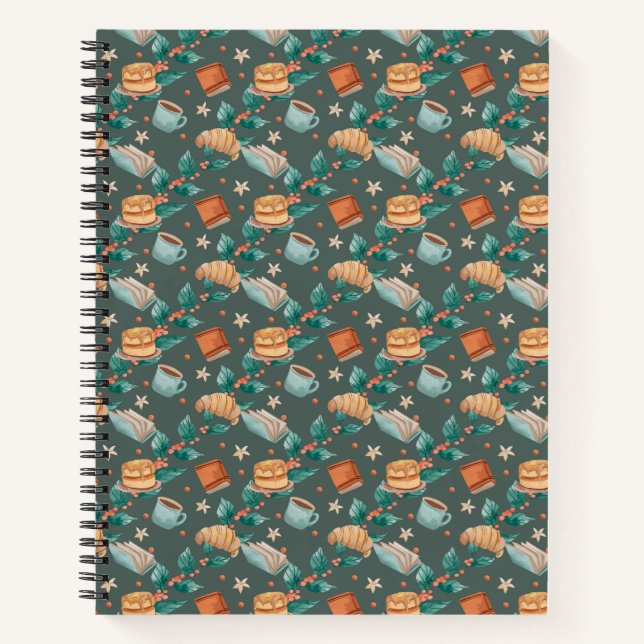Colourful spiral notebook with a whimsical pattern (Front)