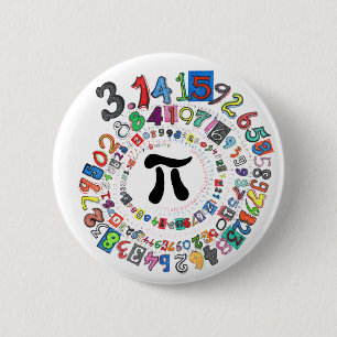 Colourful sPiral of Pi Calculated 6 Cm Round Badge