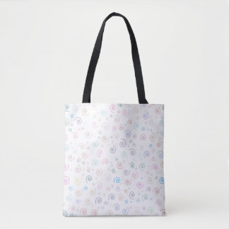 Colourful Spiral Pattern Tote Bag - Black Handles