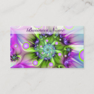 Colourful Spiral Round Shapes Abstract Fractal Art Business Card