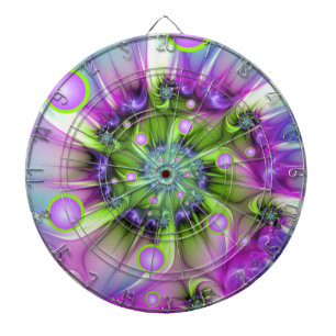 Colourful Spiral Round Shapes Abstract Fractal Art Dartboard