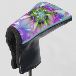 Colourful Spiral Round Shapes Abstract Fractal Art Golf Head Cover