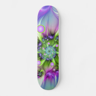 Colourful Spiral Round Shapes Abstract Fractal Art Skateboard