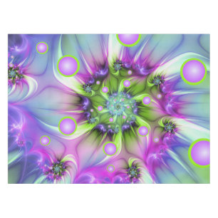 Colourful Spiral Round Shapes Abstract Fractal Art Tablecloth