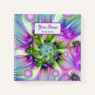 Colourful Spiral Round Shapes Abstract Fractal Nam Notebook