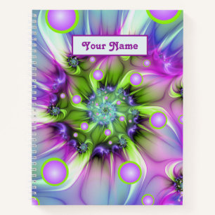 Colourful Spiral Round Shapes Abstract Fractal Nam Notebook