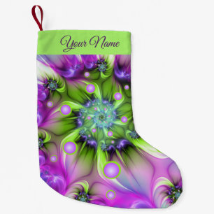 Colourful Spiral Round Shapes Abstract Fractal Nam Small Christmas Stocking