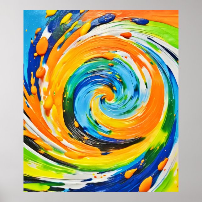 Colourful Spiral Vortex Design Poster (Front)