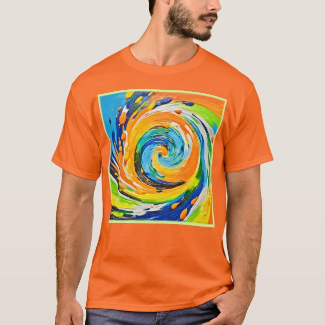 Colourful Spiral Vortex Design T-Shirt (Front)