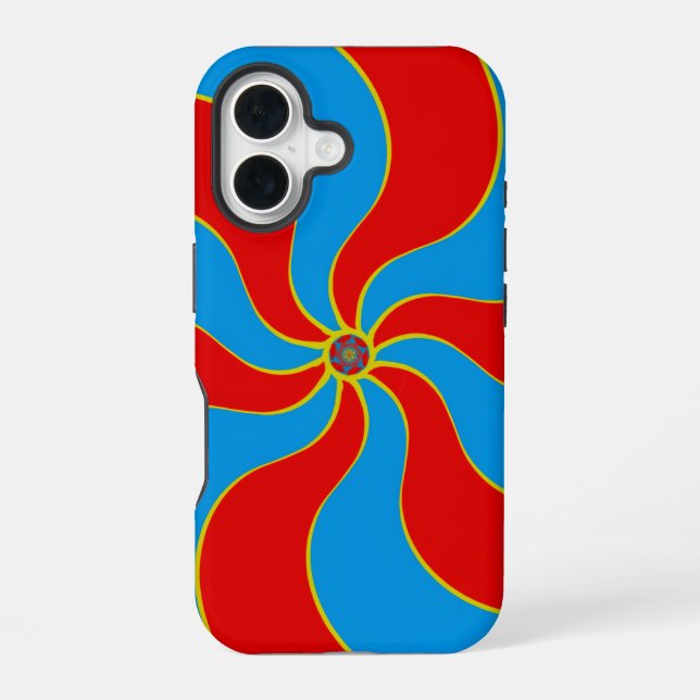 Colourful Spiral Wave Pattern iPhone 16 Case (Back)