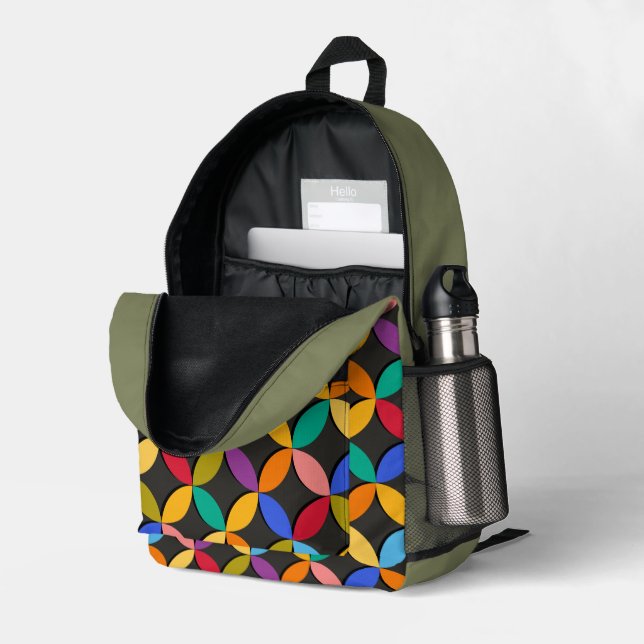 Colourful Spirals  Printed Backpack (Back Corner Right (Open))