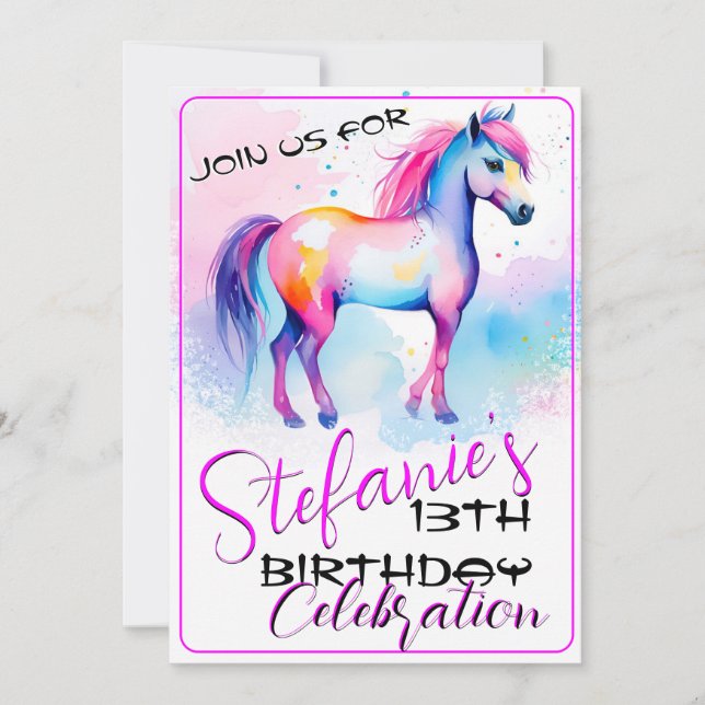 Colourful Spirit Pony 2 Birthday Invitation (Front)