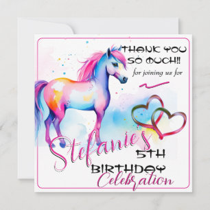Colourful Spirit Pony 2 Birthday Thank you Card