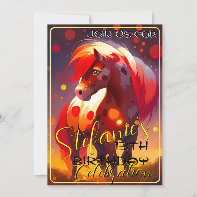 Colourful Spirit Pony 32 Birthday Invitation (Front)