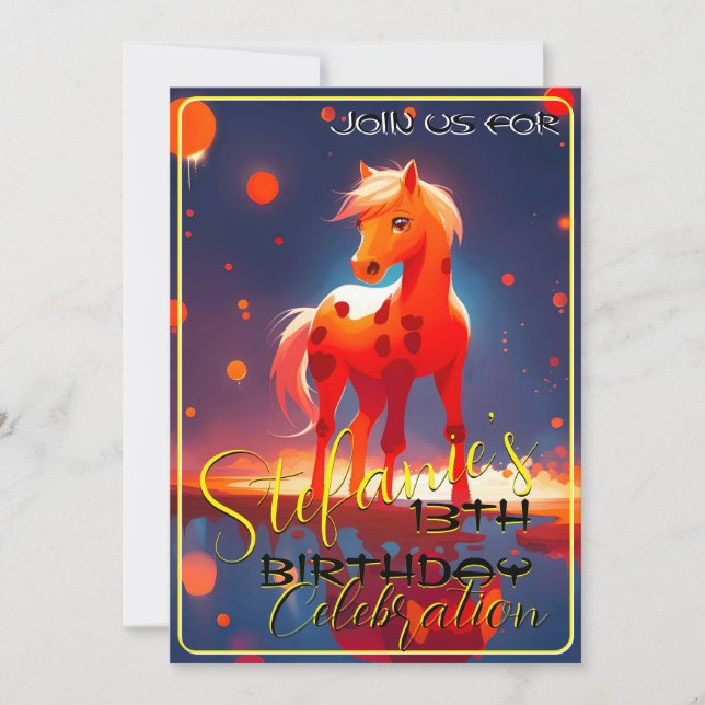 Colourful Spirit Pony 35 Birthday Invitation (Front)