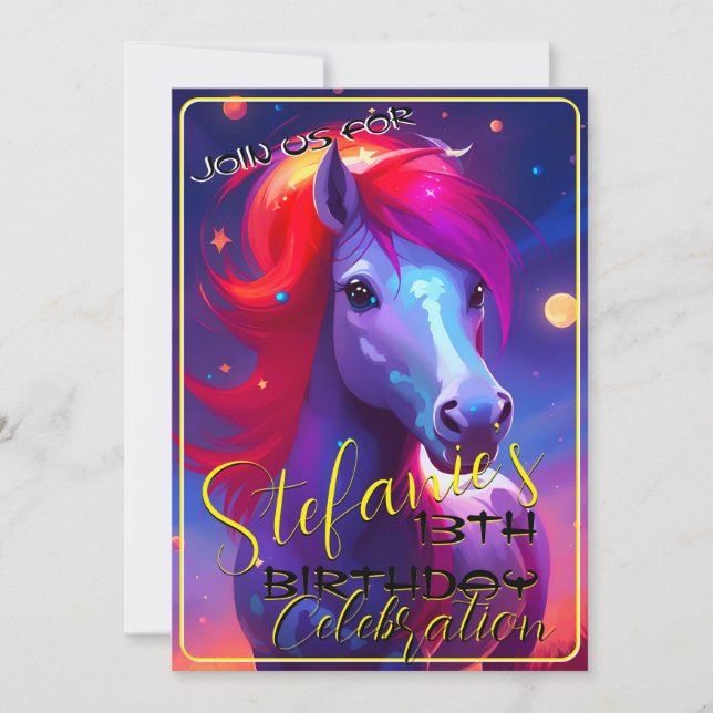 Colourful Spirit Pony 45 Birthday Invitation (Front)
