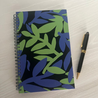 Colourful spirited leaves pattern purple green notebook