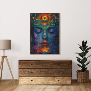 Colourful Spiritual Opened Third Eye Female Art Poster