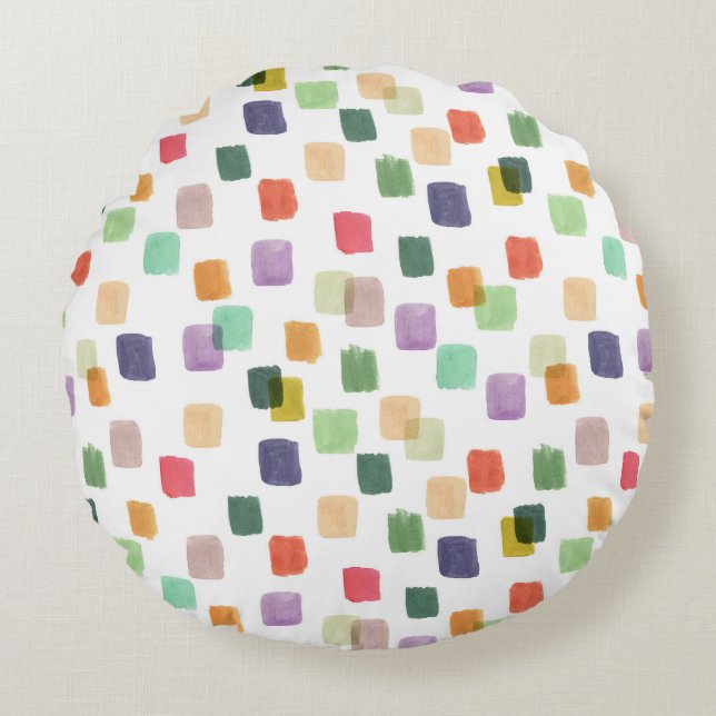 Colourful Splash: Abstract Seamless Background Round Cushion (Front)