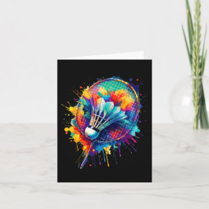 Colourful Splash Art Badminton Player Shuttle Badm Card