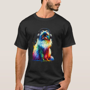 Colourful Splash Art Headphones Himalayan Cat Pers T-Shirt