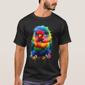 Colourful Splash Art Lovebird Birdwatching T-Shirt