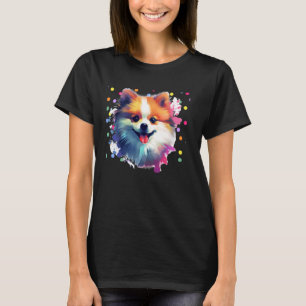 Colourful Splash Art Pomeranian Portrait Pom Puppy T-Shirt