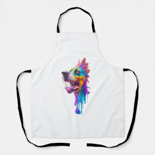 Colourful Splash Dog Graphic Art Apron