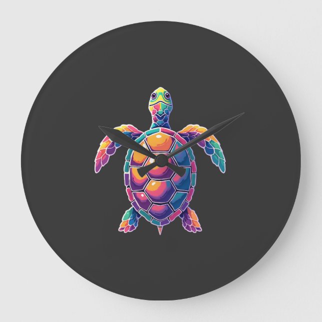 Colourful Splash Eastern Box Turtle (2) Large Clock (Front)