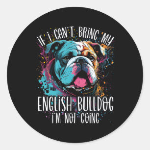 Colourful Splash English Bulldog Mama Dad Portrait Classic Round Sticker