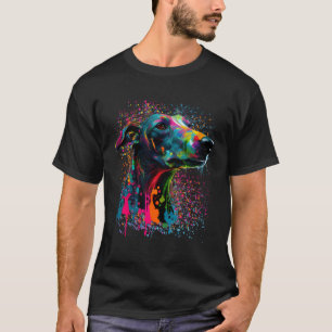 Colourful Splash Greyhound Portrait Puppy Owner T-Shirt
