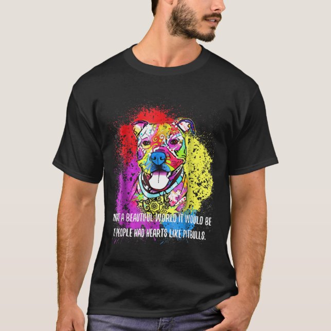 Colourful Splash Pit Bulls Dog For T-Shirt (Front)