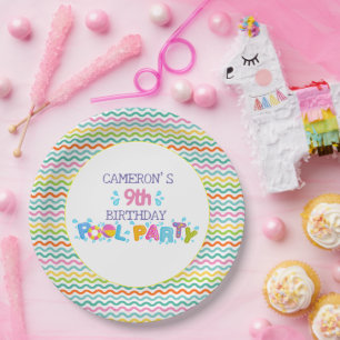 Colourful Splash Pool Party Beach Birthday Paper Plate