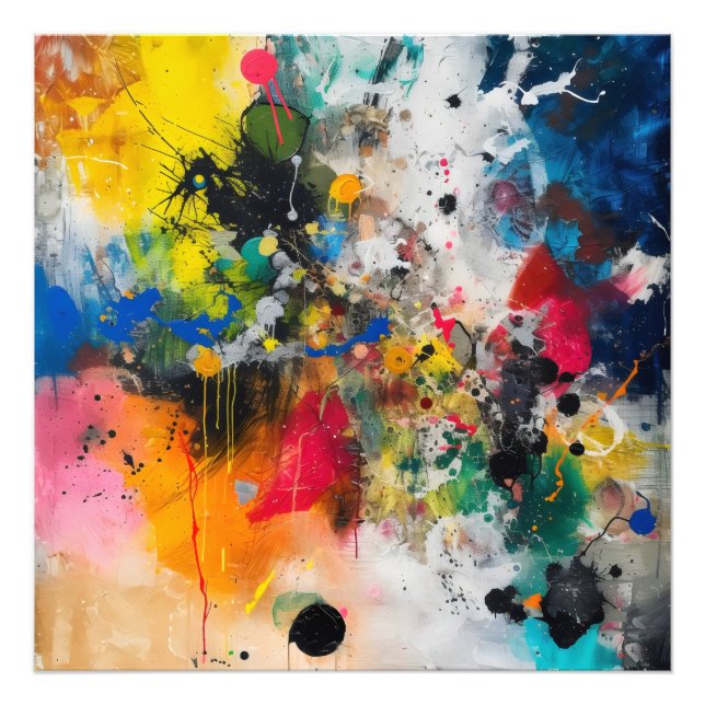Colourful Splashes Abstract Art Photo Print (Front)