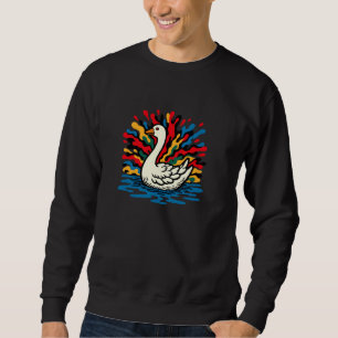 Colourful Splashing Goose Swimming Rainbow Bird Ar Sweatshirt