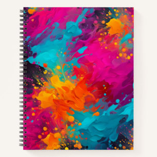 Colourful Splatter Paint Art Spiral Notebook