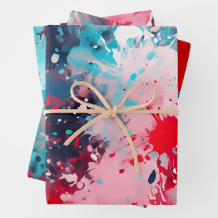 Colourful Splatter Paint Art Wrapping Paper Sheets