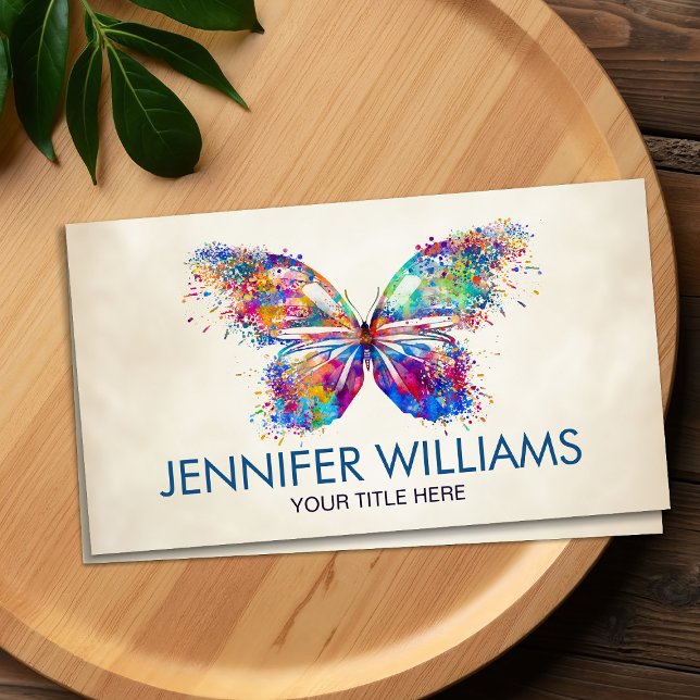Colourful splatter paint butterfly business card (Creator Uploaded)