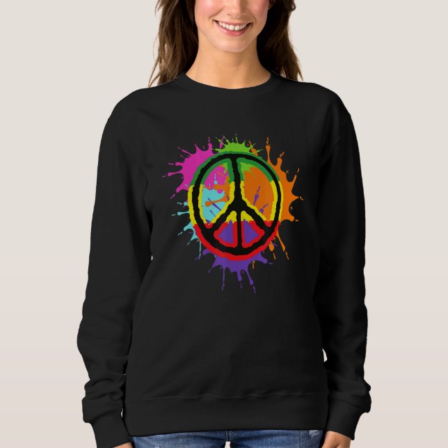 Colourful Splatter Paint Peace Sign Love Sweatshirt (Front)