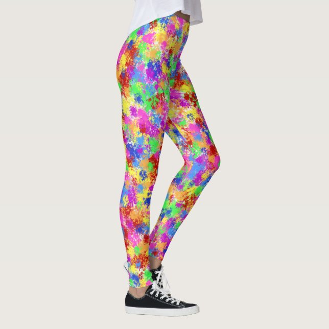 Colourful Splatter Paint Rainbow Splash Trendy Leggings (Right)