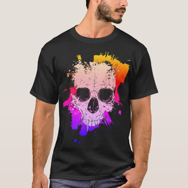 Colourful Splatter Skull T-Shirt (Front)