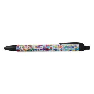Colourful splatters abstract design black ink pen