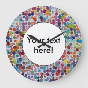 Colourful splatters abstract design large clock