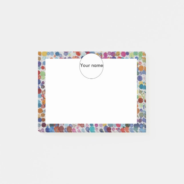 Colourful splatters abstract design post-it notes (Front)